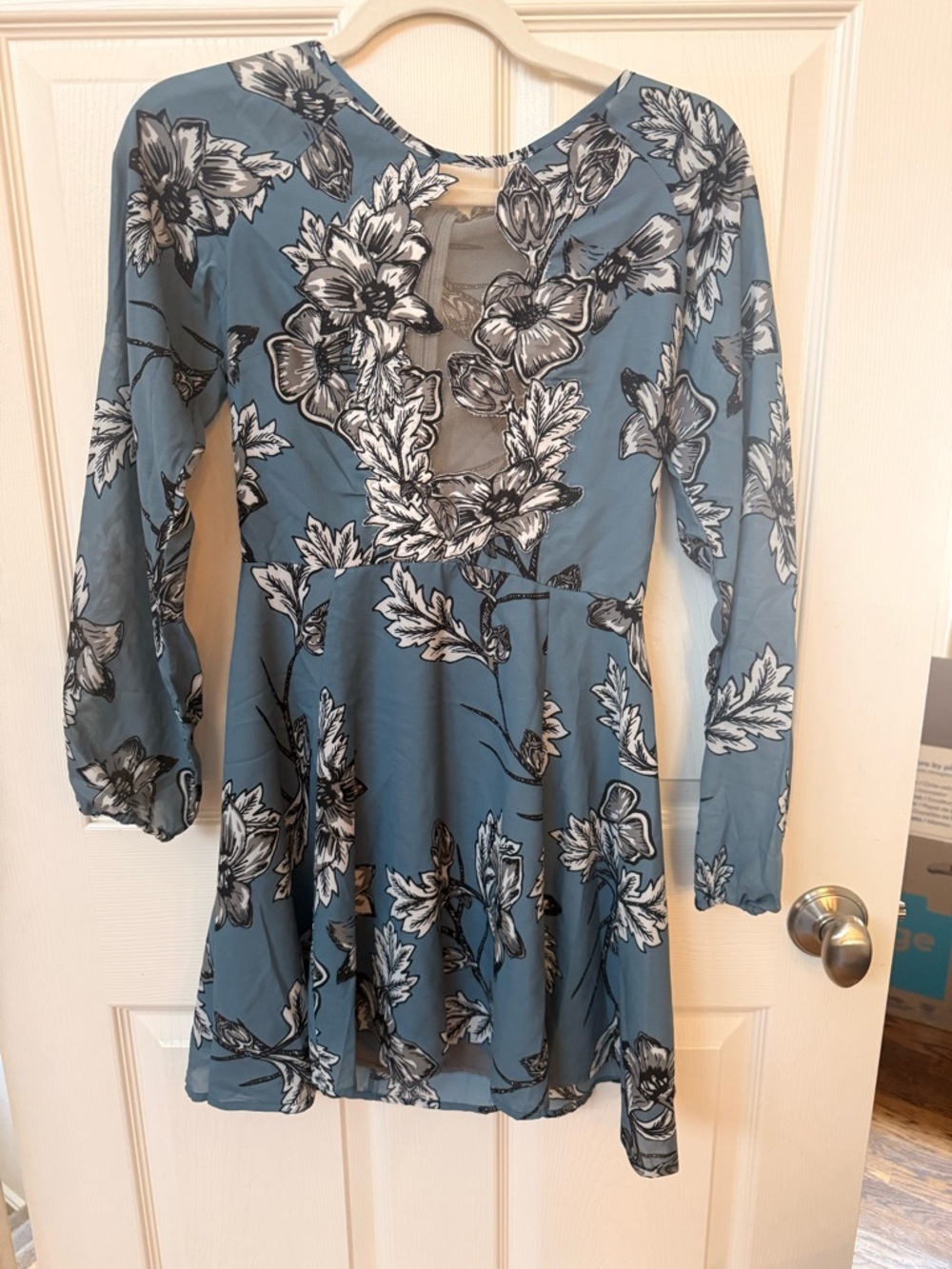 For Love And Lemons Blue Floral Mini Dress - Picture 3 of 4